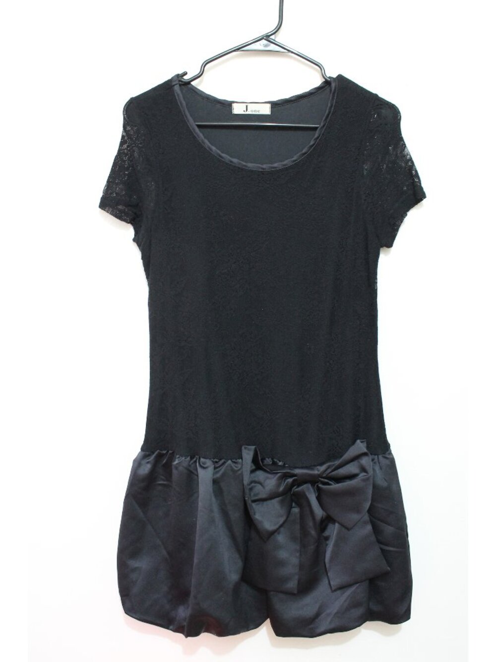 Bowtie Women Floral Lace Cap Sleeve Casual Party Mini Dress-Black, XS. Pre-owned